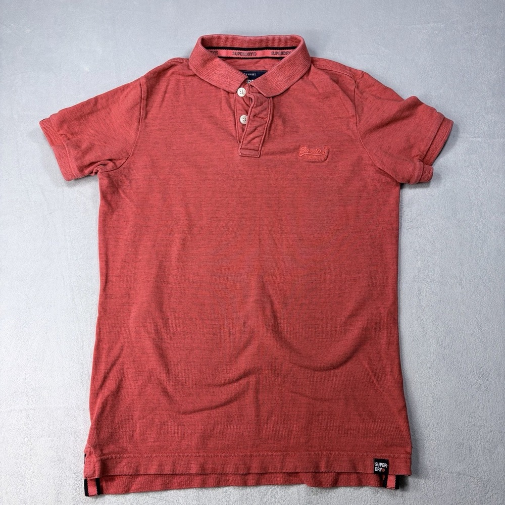 Superdry‎ Womens Polo Shirt Size M Red Static Short Sleeve Collared 100% Cotton